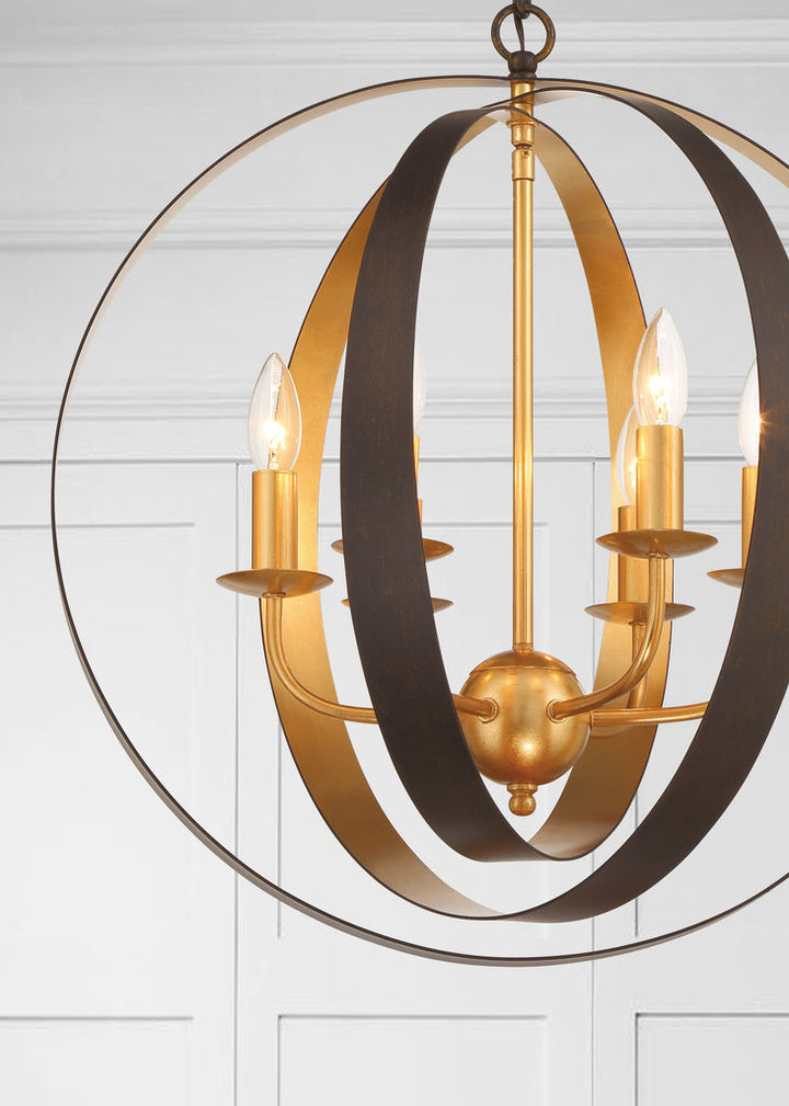Crystorama Crystorama Luna 6 Light English Bronze + Antique Gold Sphere Large Chandelier