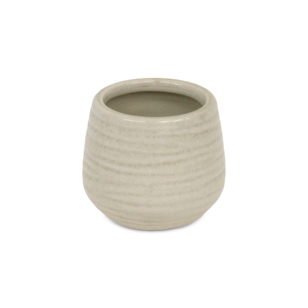 Fairloam Round Curved Wave Lined Pattern Ceramic Pot- Small - Gray CHEUNGS