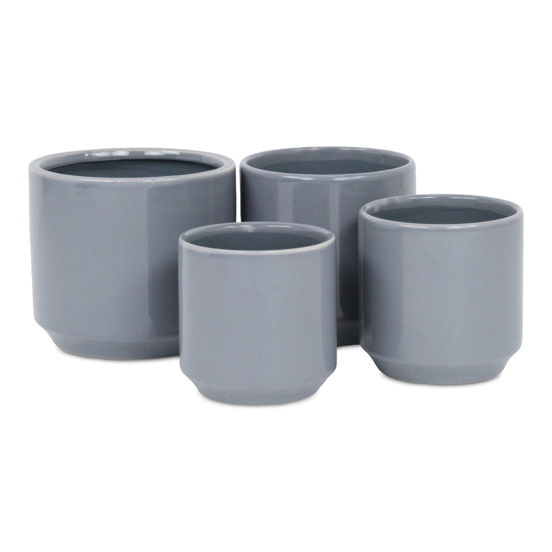 Elegora Straight Side Solid Color Ceramic Pot - Large - Gray CHEUNGS