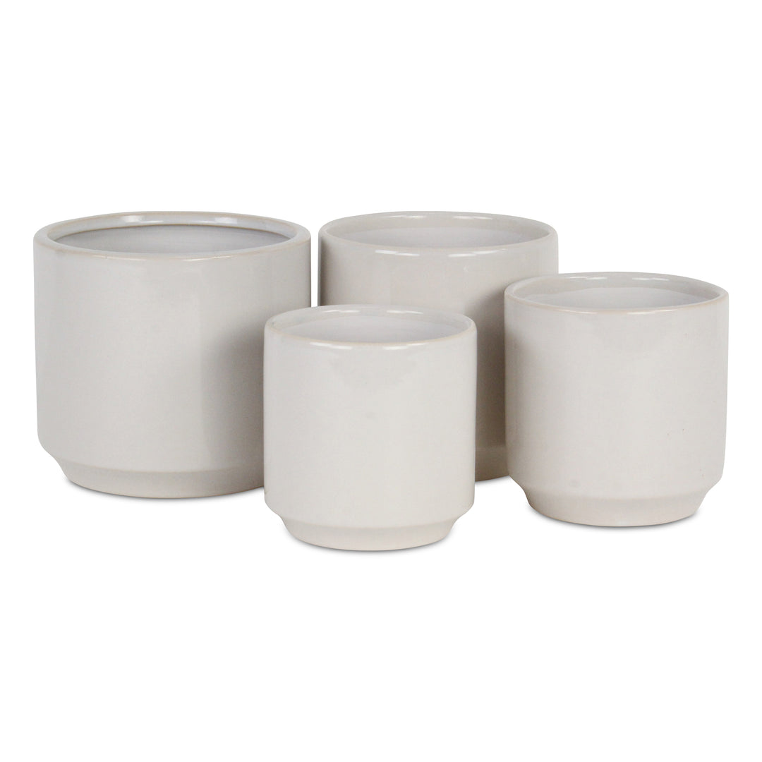 Elegora Straight Side Solid Color Ceramic Pot - Large - Off White CHEUNGS