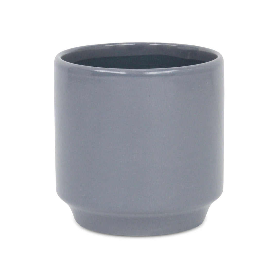 Elegora Straight Side Solid Color Ceramic Pot - Large - Gray CHEUNGS