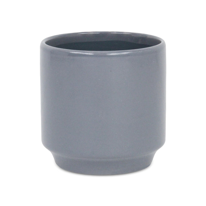 Elegora Straight Side Solid Color Ceramic Pot - Large - Gray CHEUNGS