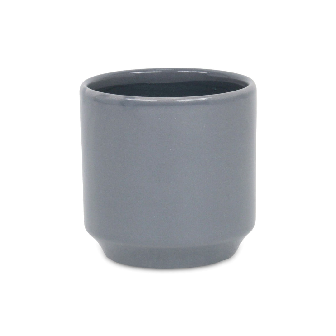 Elegora Straight Side Solid Color Ceramic Pot - Medium - Gray CHEUNGS