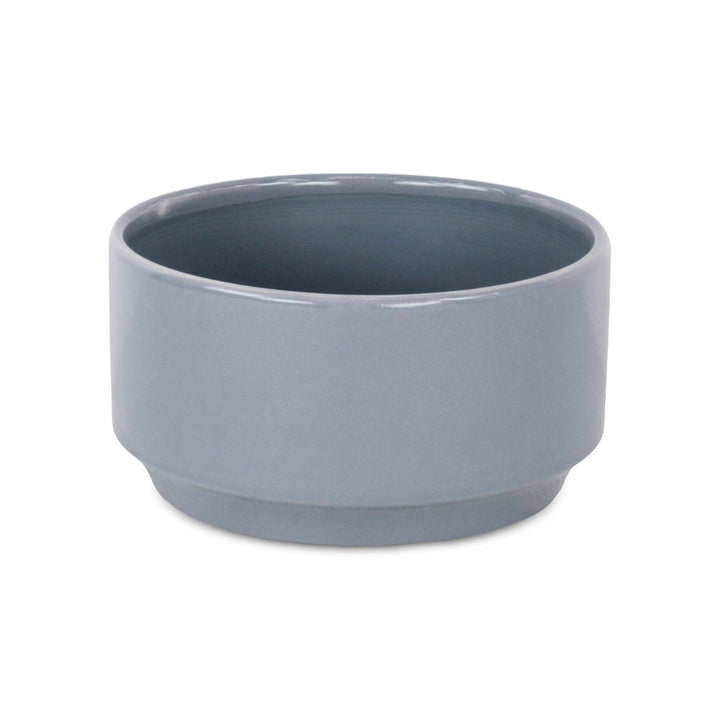 Elegora Wide Round Straight Side Ceramic Pot - Large - Gray CHEUNGS