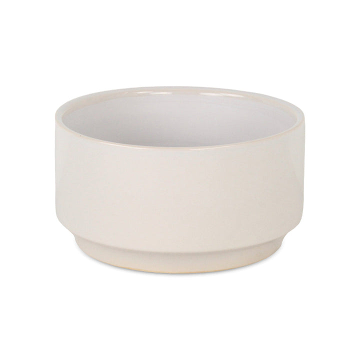 Elegora Wide Round Straight Side Ceramic Pot - Large - Off White CHEUNGS