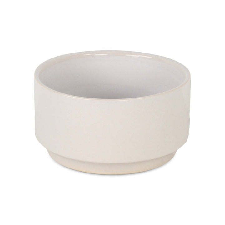 Elegora Wide Round Straight Side Ceramic Pot - Large - Off White CHEUNGS