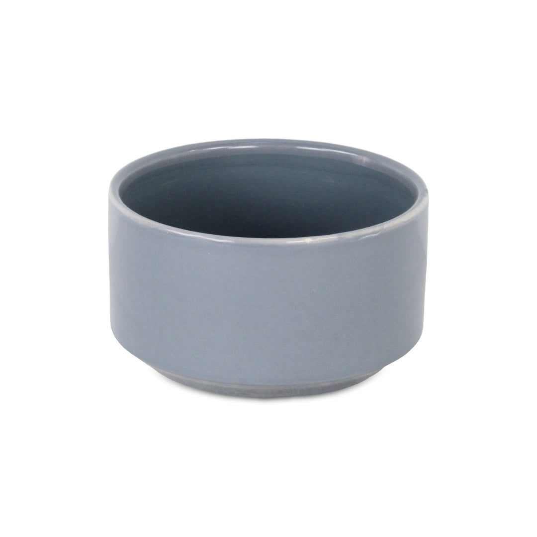 Elegora Wide Round Straight Side Ceramic Pot - Small - Gray CHEUNGS