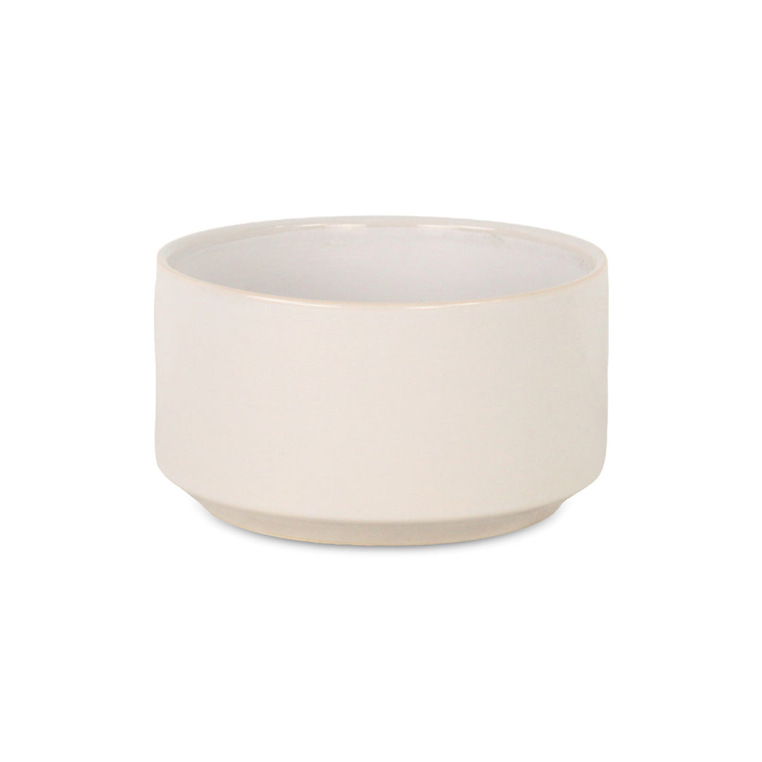 Elegora Wide Round Straight Side Ceramic Pot - Small - Off White CHEUNGS