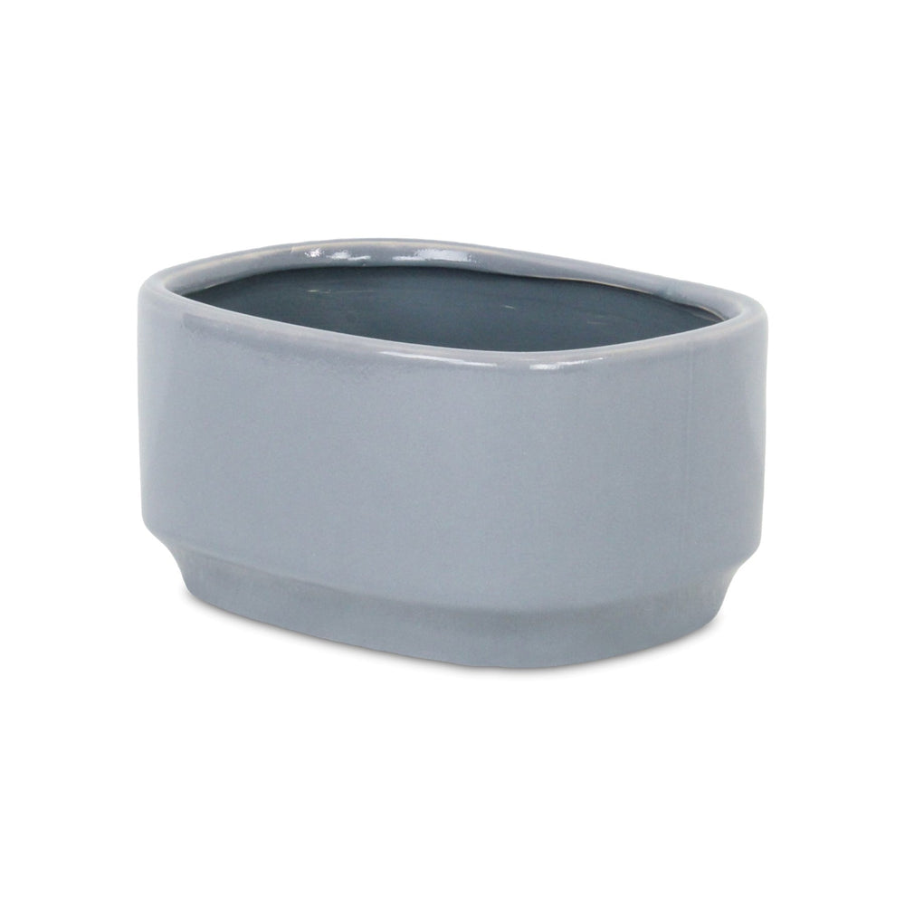 Elegora Wide Curved Rectangular Straight Side Ceramic Pot - Large - Gray CHEUNGS