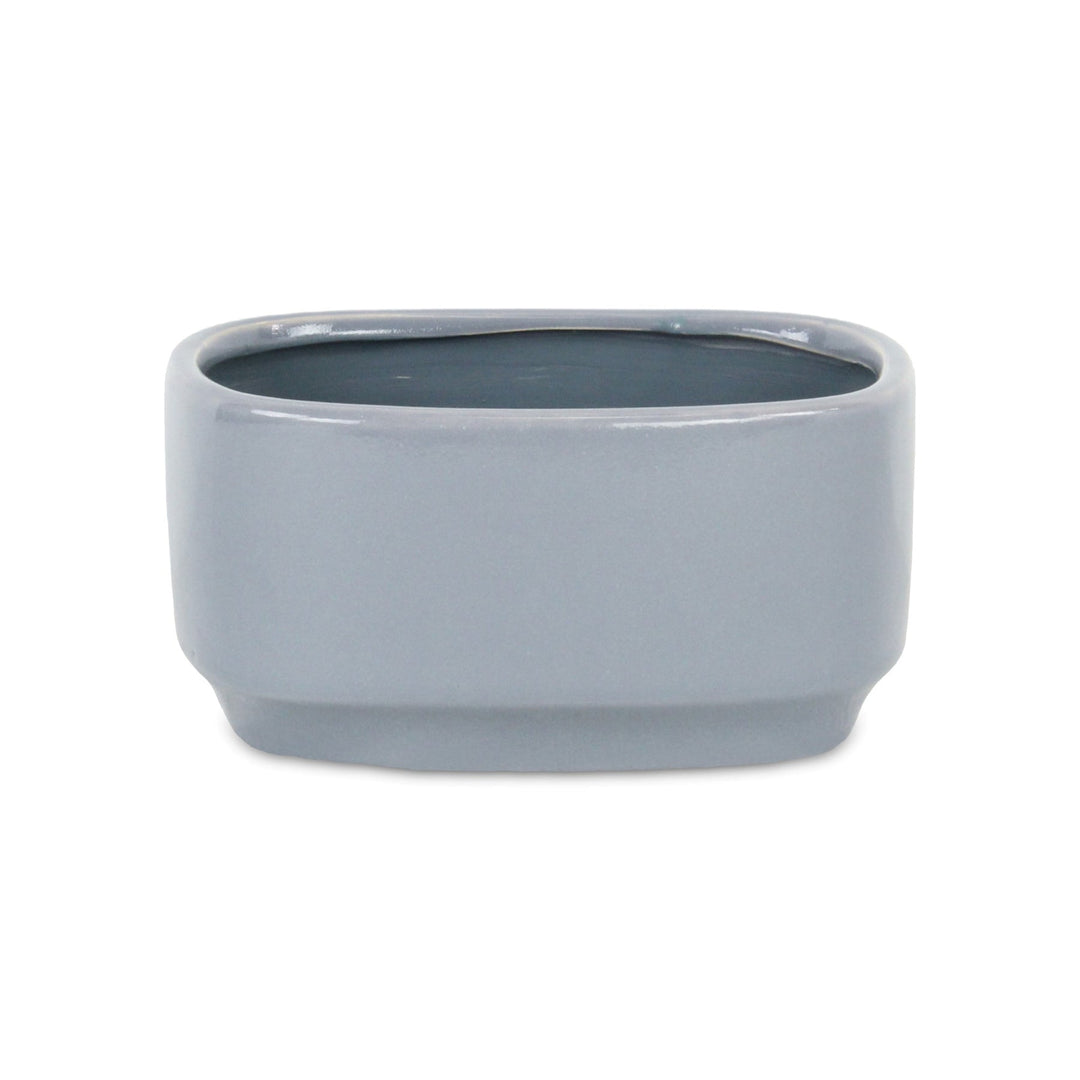 Elegora Wide Curved Rectangular Straight Side Ceramic Pot - Large - Gray CHEUNGS