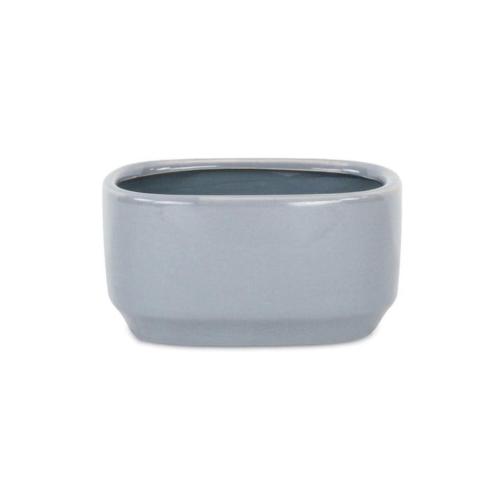 Elegora Wide Curved Rectangular Straight Side Ceramic Pot - Small - Gray CHEUNGS