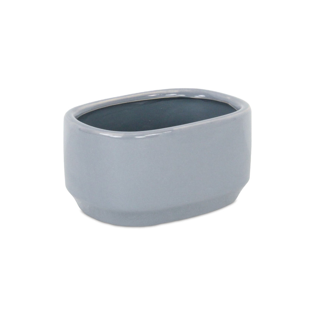 Elegora Wide Curved Rectangular Straight Side Ceramic Pot - Small - Gray CHEUNGS