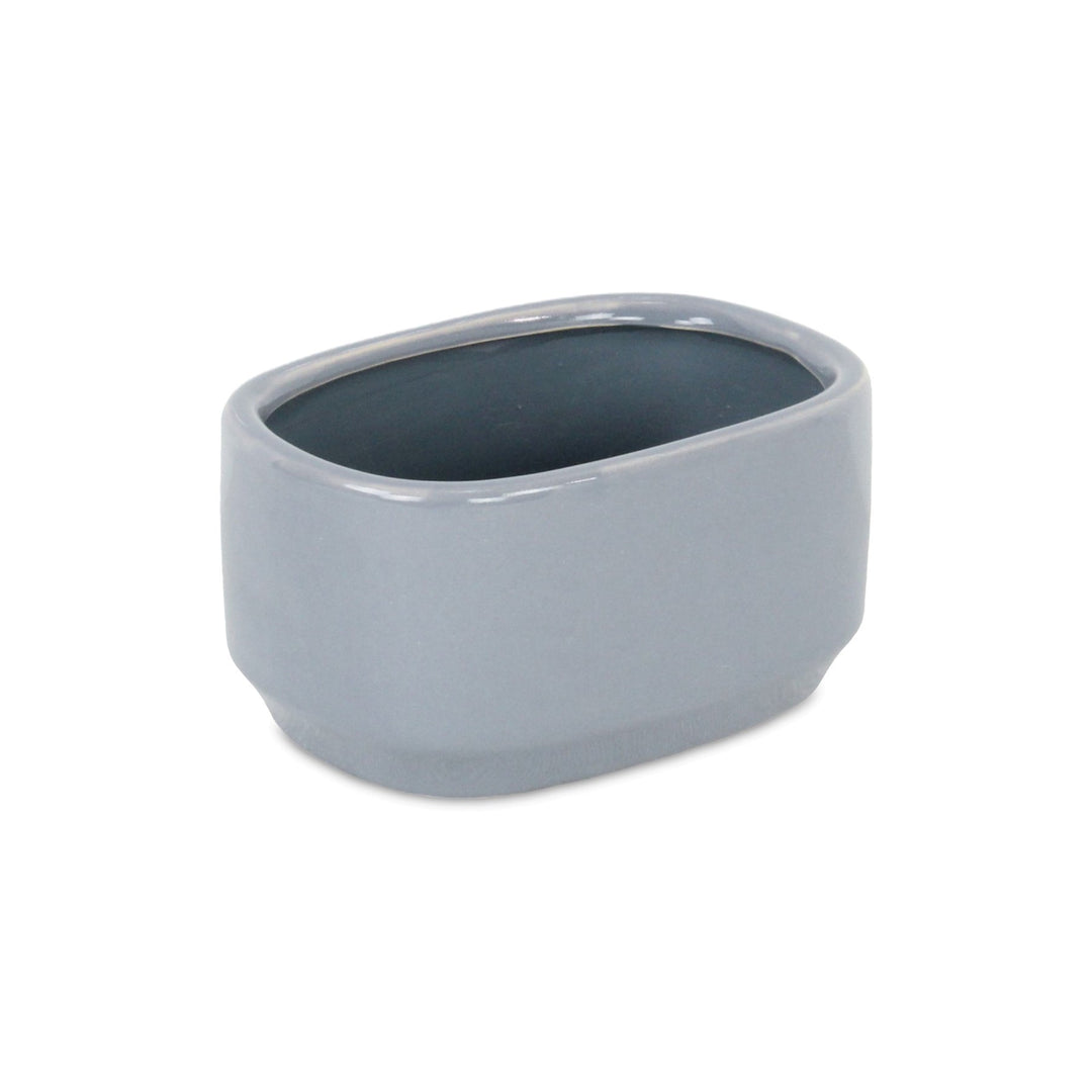 Elegora Wide Curved Rectangular Straight Side Ceramic Pot - Small - Gray CHEUNGS