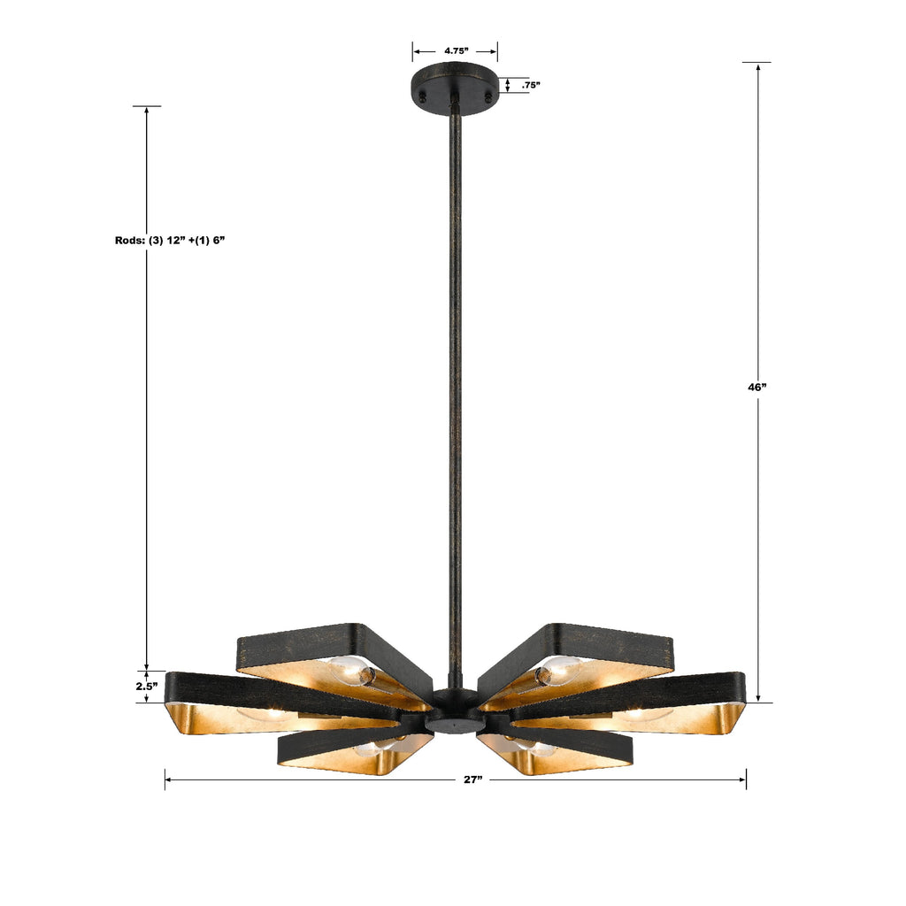 Crystorama Crystorama Luna 6 Light English Bronze + Antique Gold Chandelier