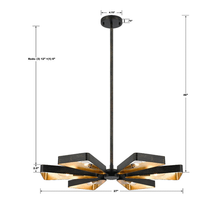 Crystorama Crystorama Luna 6 Light English Bronze + Antique Gold Chandelier