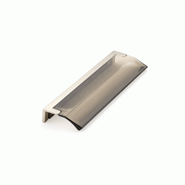 6 1/4 Inch (5 Inch c-c) Positano Smoke Edge Pull (Satin Nickel Finish) SCHAUB