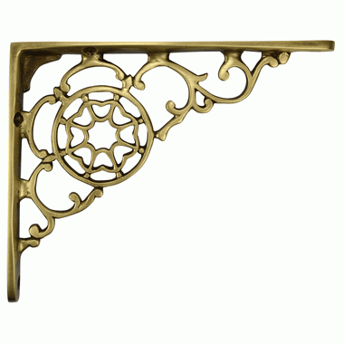 6 3/4 Inch Solid Brass Star Shape Shelf Bracket (Antique Brass Finish) Copper Mountain Hardware