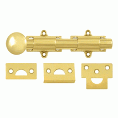 6 Inch Deltana Heavy Duty Surface Bolt (Polished Brass Finish) DELTANA