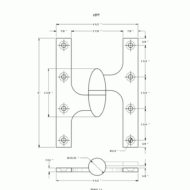 6 Inch x 4 1/2 Inch Solid Brass Olive Knuckle Hinge (Chrome Finish) DELTANA