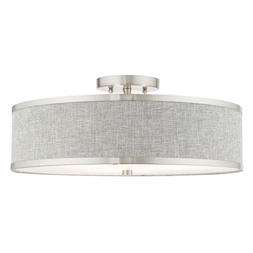 3 Light Brushed Nickel Semi Flush Livex