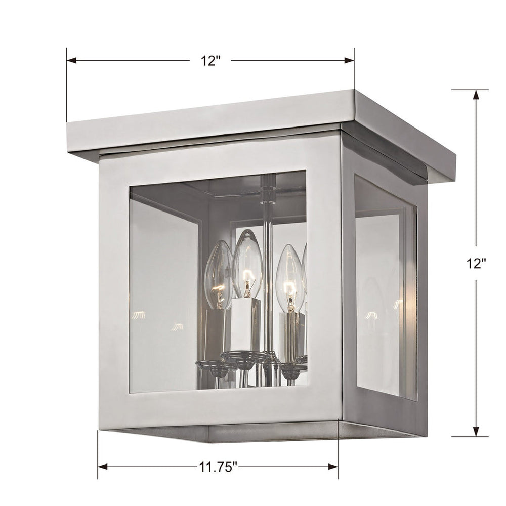 Brian Patrick Flynn Hurley 4 Light Polished Nickel Flush Mount Crystorama