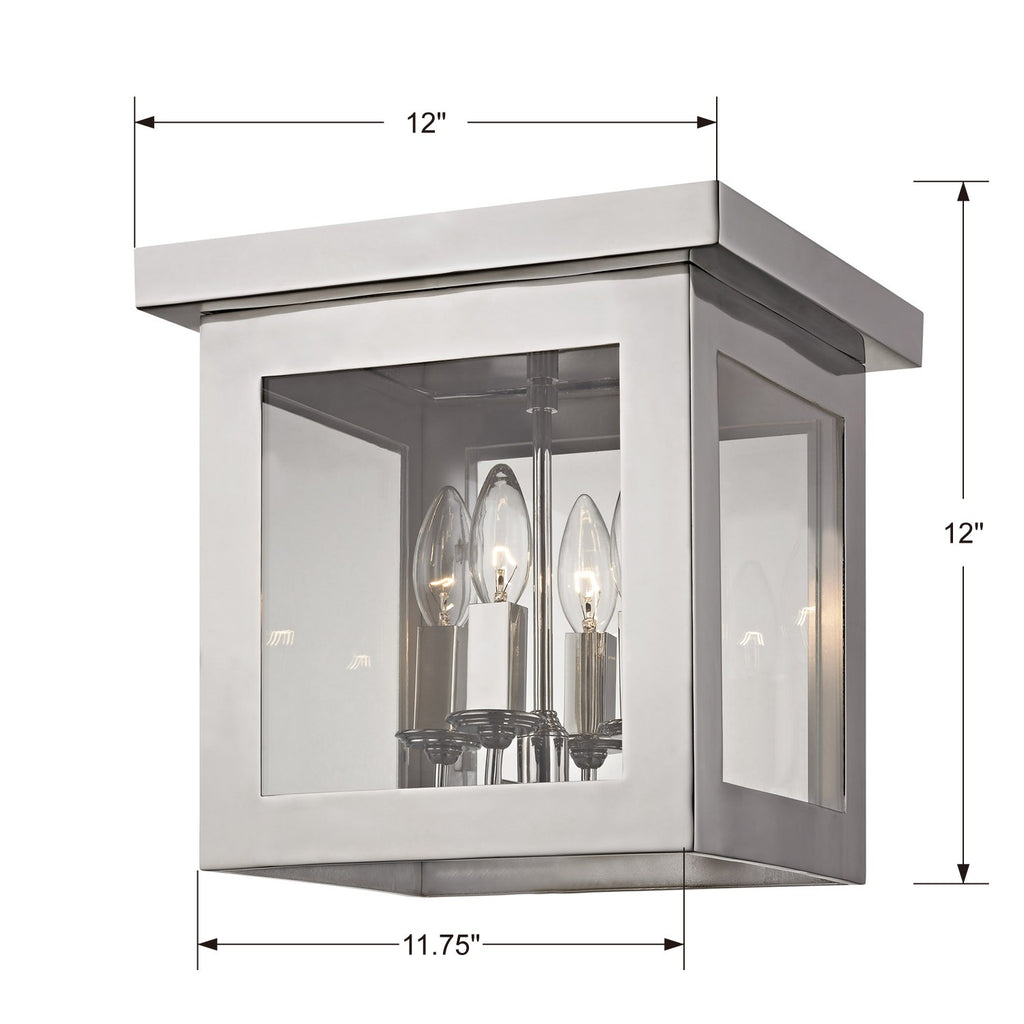 Brian Patrick Flynn Hurley 4 Light Polished Nickel Flush Mount Crystorama