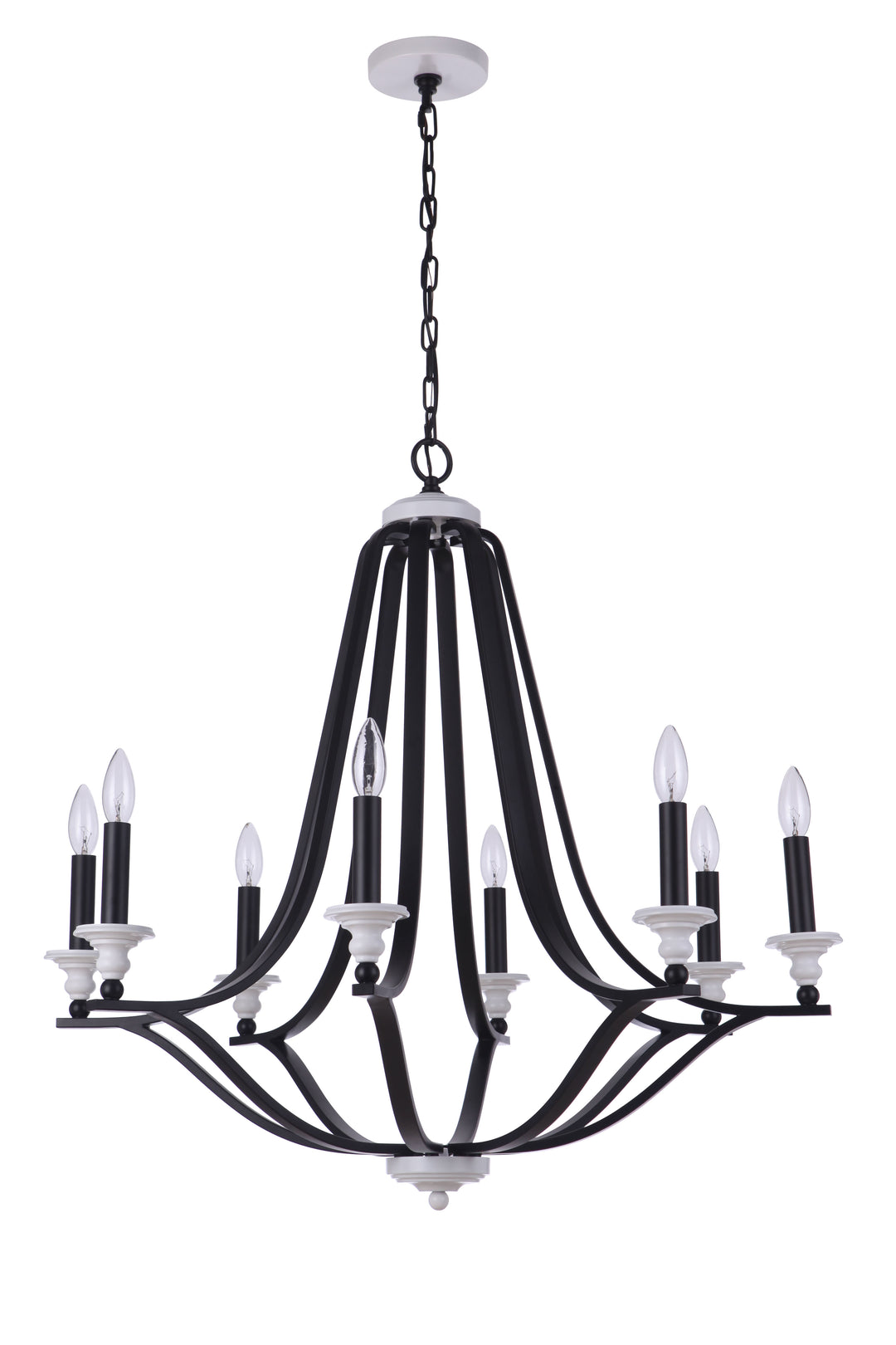 Esme 8 Light Chandelier in Flat Black/Matte White CRAFTMADE