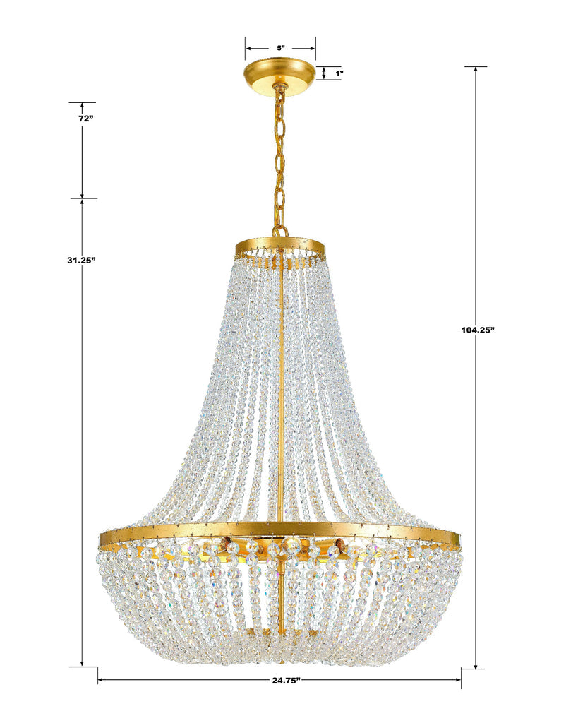 Crystorama Crystorama Rylee 8 Light Antique Gold Chandelier