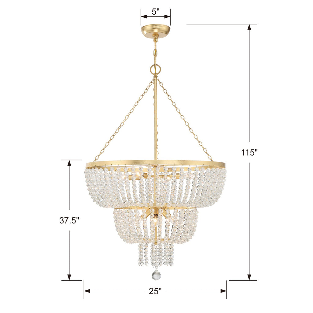 Crystorama Crystorama Rylee 8 Light Antique Gold Chandelier