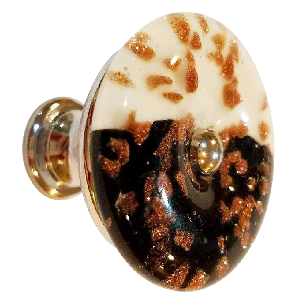 COPPER MOUNTAIN HARDWARE Black & White Copper Speckled Glass Cabinet & Furniture Knob in Chrome