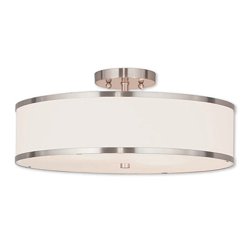 3 Light Brushed Nickel Ceiling Mount Livex