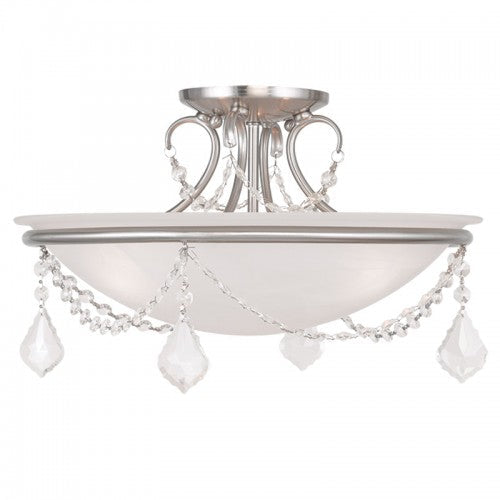 3 Light Brushed Nickel Ceiling Mount Livex