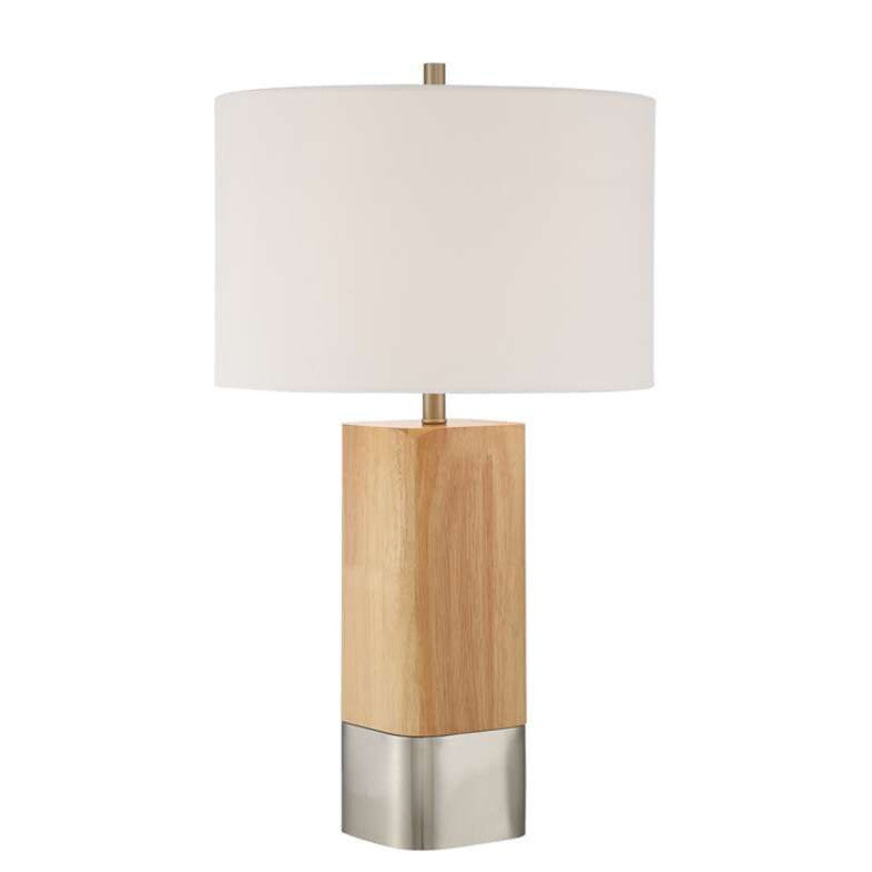 1 Light Wood/Metal Base Table Lamp w/ USB in Natural Wood/Brushed Polished Nickel CRAFTMADE