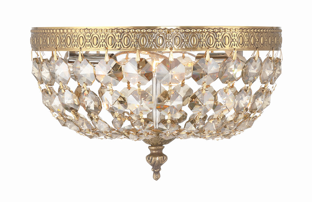 Crystorama Crystorama Crystorama 2 Light Golden Teak Crystal Olde Brass Flush Mount