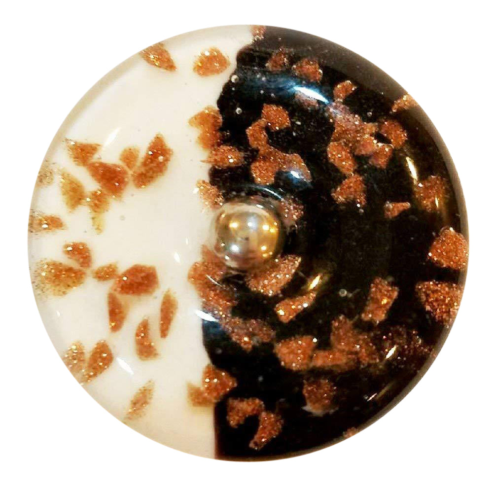 COPPER MOUNTAIN HARDWARE Black & White Copper Speckled Glass Cabinet & Furniture Knob in Chrome