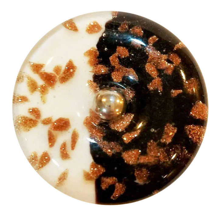 COPPER MOUNTAIN HARDWARE Black & White Copper Speckled Glass Cabinet & Furniture Knob in Chrome