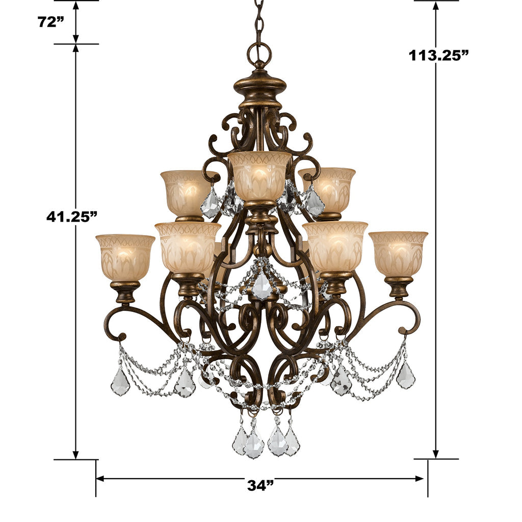 Crystorama Crystorama Norwalk 9 Light Spectra Crystal Bronze Umber Chandelier