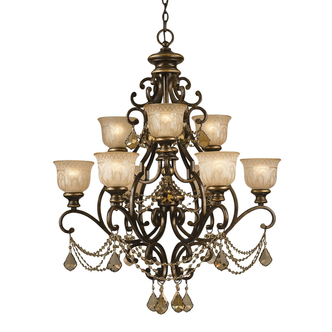 Crystorama Crystorama Norwalk 9 Light Golden Teak Hand Cut Crystal Bronze Umber Chandelier