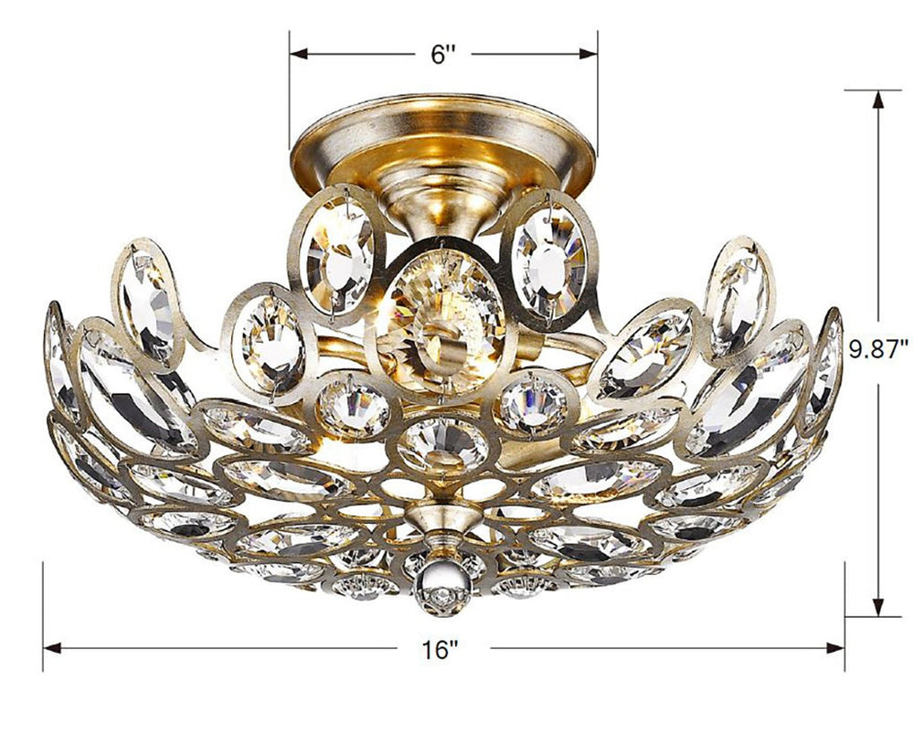 Sterling 3 Light Distressed Twilight Semi Flush Mount Crystorama