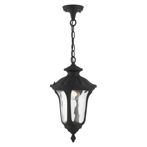 1 Light Textured Black Outdoor Pendant Lantern Livex