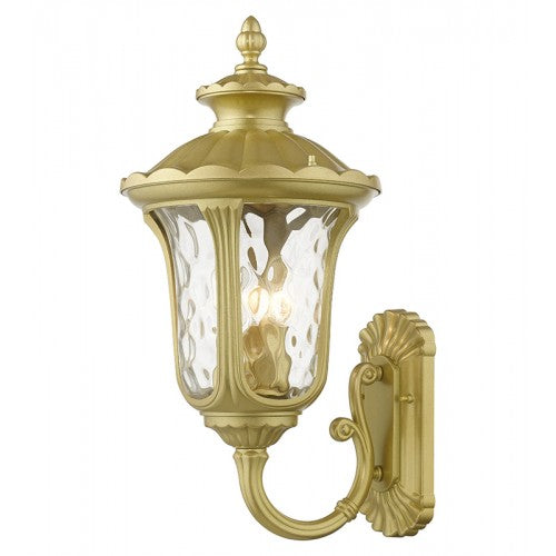 3 Light Soft Gold Outdoor Large Wall Lantern Livex