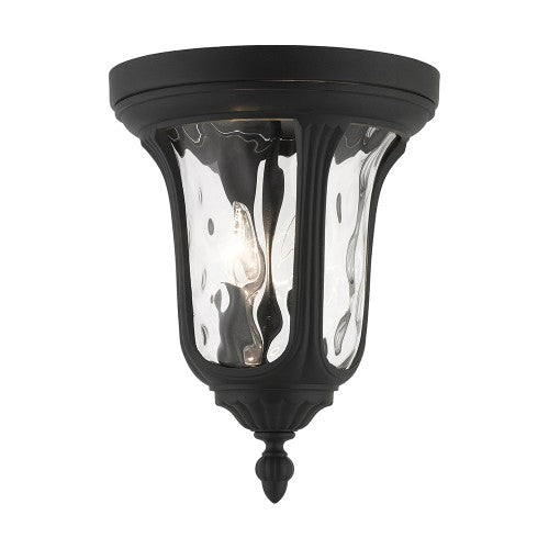 2 Light Textured Black Outdoor Ceiling Mount Livex