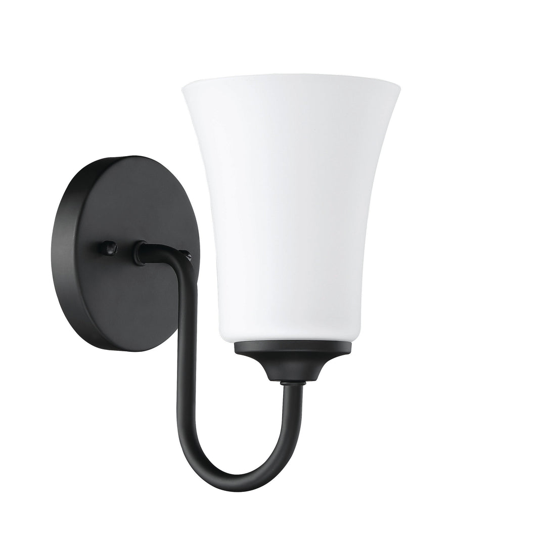 Gwyneth 1 Light Wall Sconce in Flat Black (White Glass) CRAFTMADE