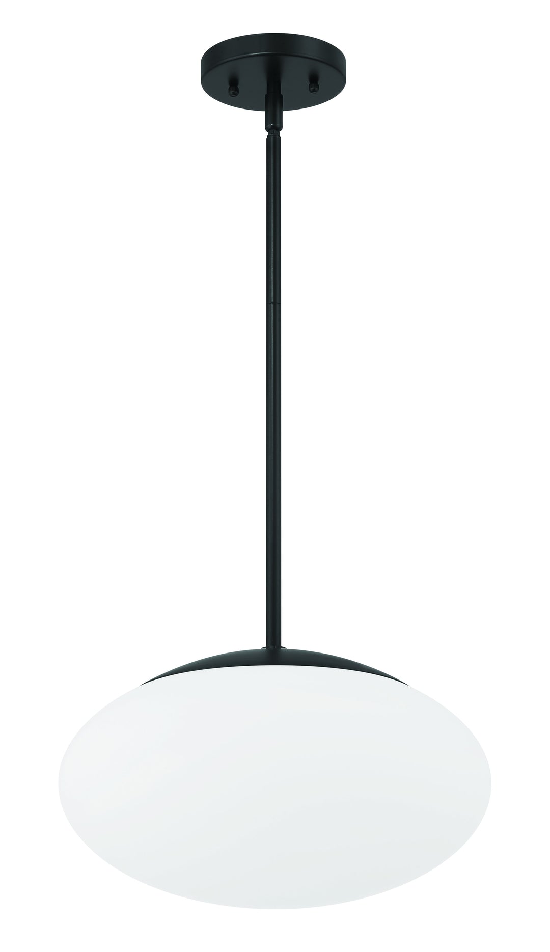 Gaze 14" 1 Light Oval Pendant in Flat Black, White Glass CRAFTMADE