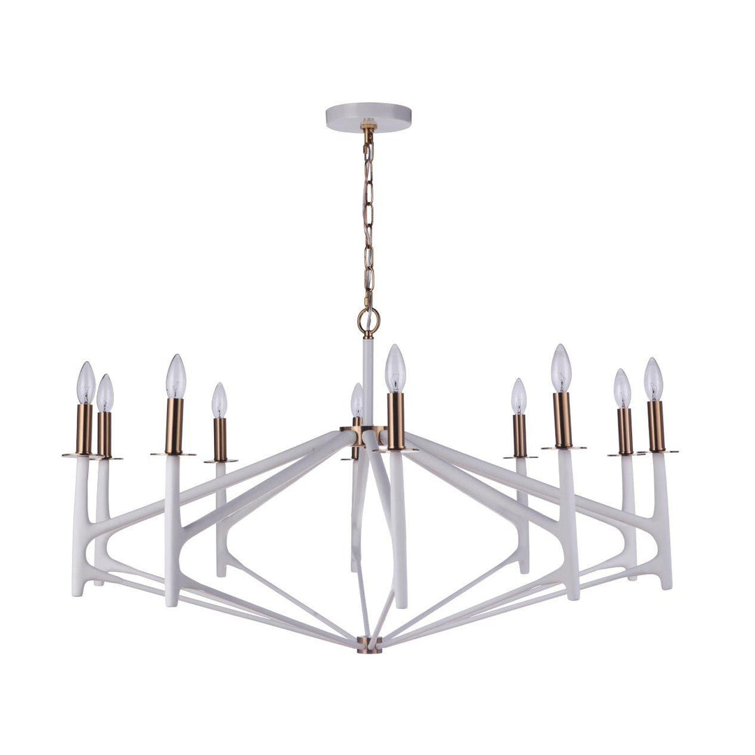 The Reserve 10 Light Chandelier in Matte White/Satin Brass CRAFTMADE