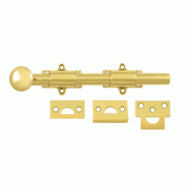 8 Inch Deltana Heavy Duty Surface Bolt (Polished Brass Finish) DELTANA