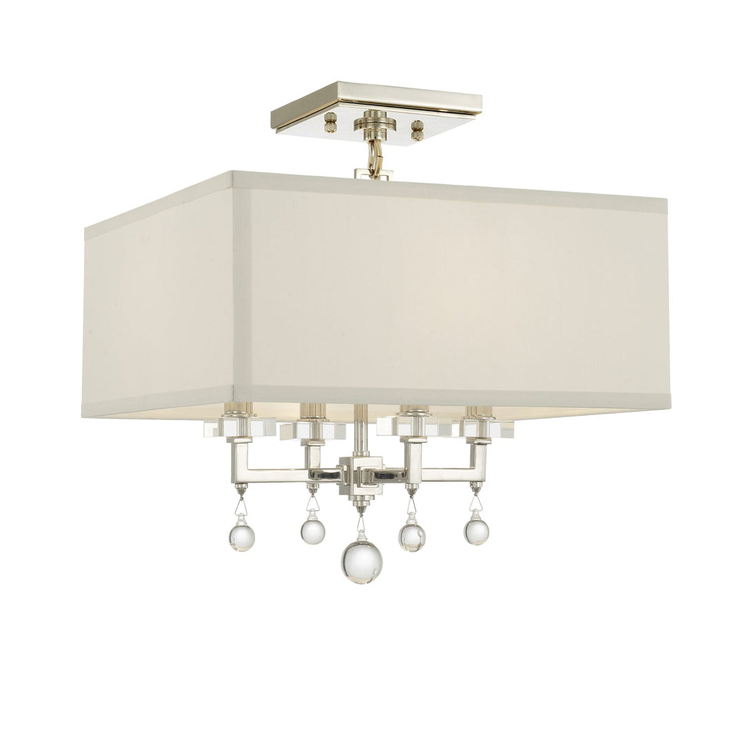 Paxton 4 Light Polished Nickel Semi Flush Mount Crystorama