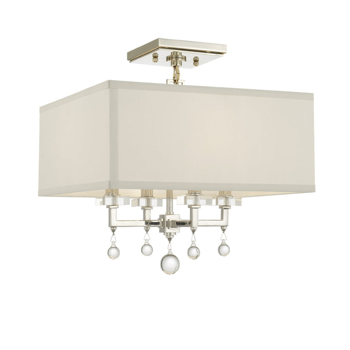 Paxton 4 Light Polished Nickel Semi Flush Mount Crystorama