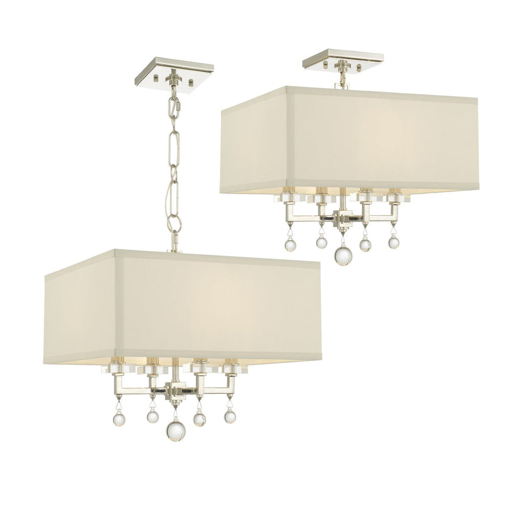 Paxton 4 Light Polished Nickel Semi Flush Mount Crystorama