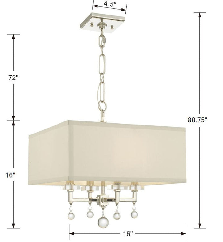 Paxton 4 Light Polished Nickel Semi Flush Mount Crystorama